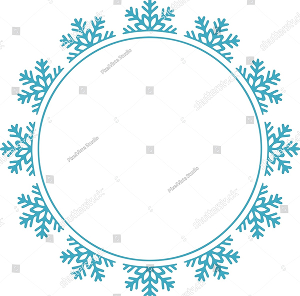Blue Snowflake Circle Vector Frame Template