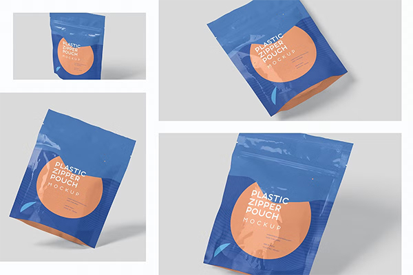 Plastic Zipper Packing Pouch Mockups