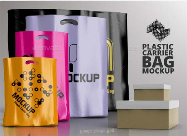 Plastic Carrier Shopping Bag Mockups