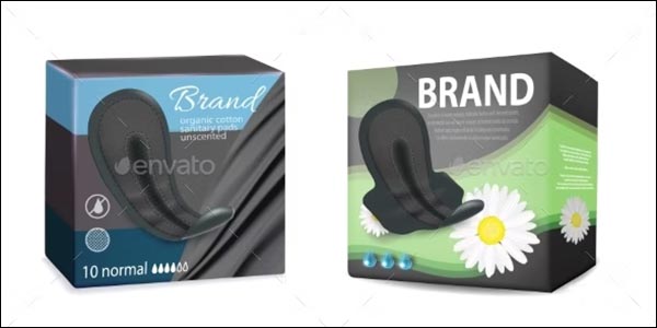 Black Sanitary Napkin Packaging Box Mockup