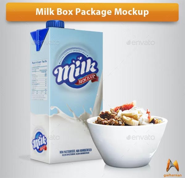 Milk Box Package Mockup Template