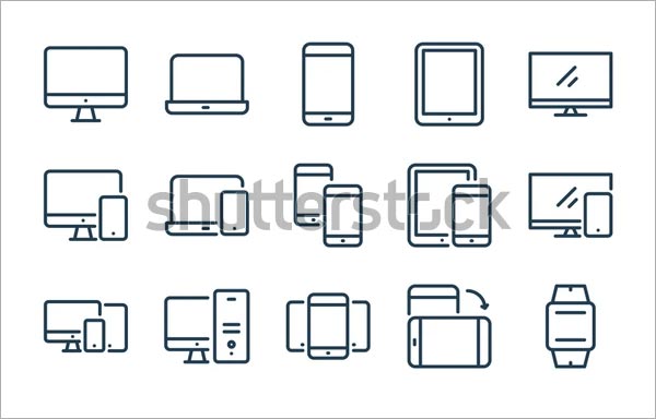 Devices and Electronics related line icons