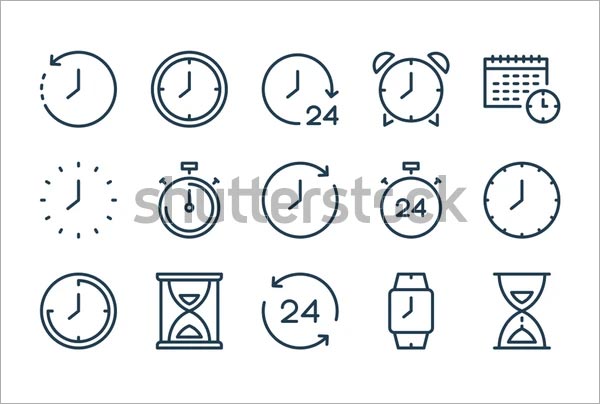 Time and clock line Vector icons