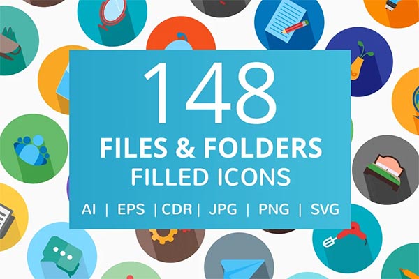 Files & Folders Flat Icons Design
