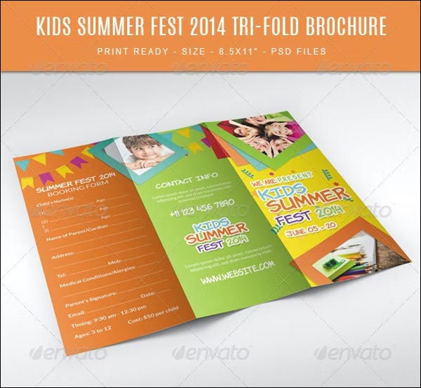 Kids summer Camp Trifold Brochure Designs