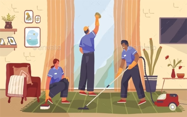 Cleaning Service of Rooms Vector Banner Template