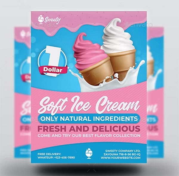 Soft Ice Cream Menu Flyer Template