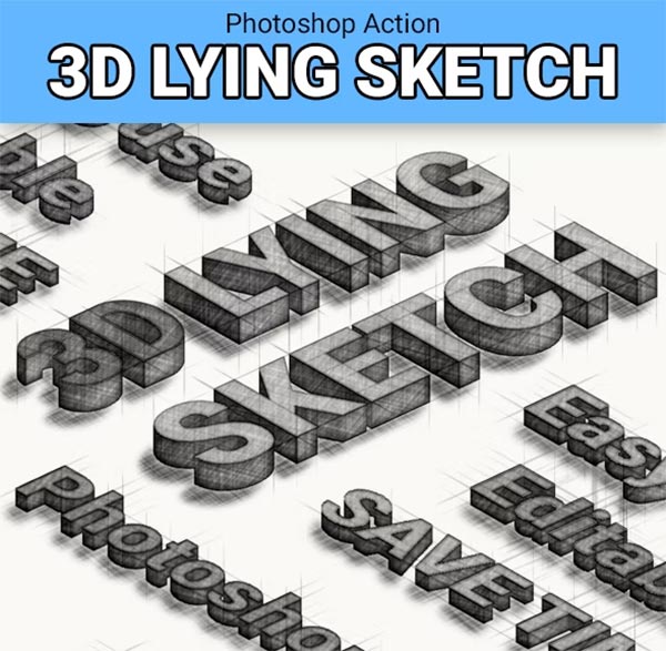 3D Lying Sketch Photoshop Action