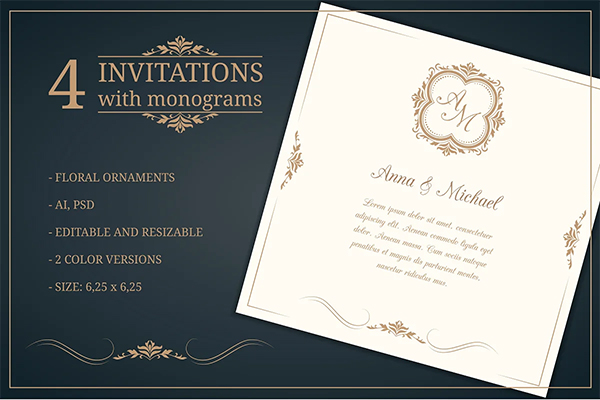 Wedding Invitations With Monograms