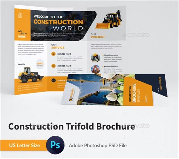 Construction Agency Trifold Brochure Template