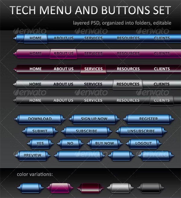 Tech Menu and Buttons Template