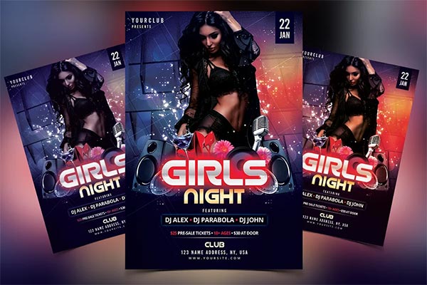 Girls Night DJ PSD Flyer Template
