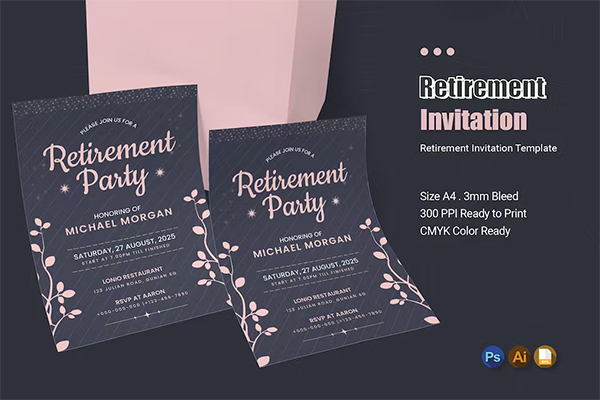 Fully Editable Retirement Invitation