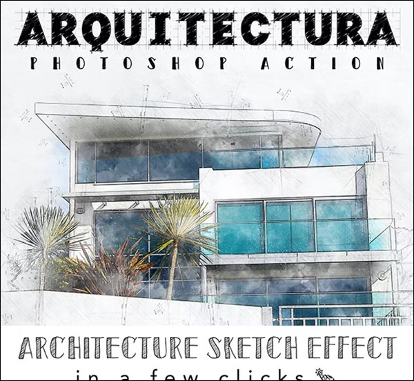 Arquitectura Architecture Sketch Photoshop Action
