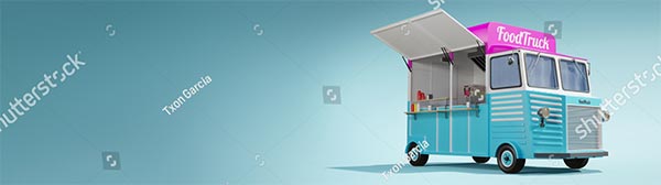 Retro style 3D Food Truck  Banner