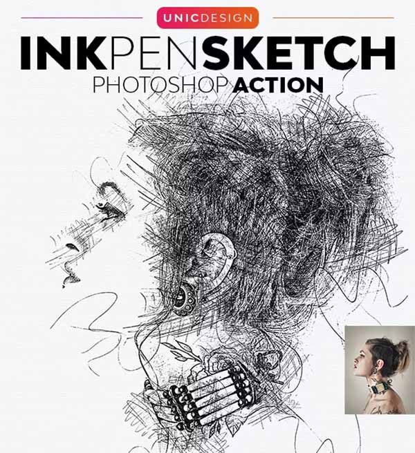 Ink Pen Sketch Photoshop Action