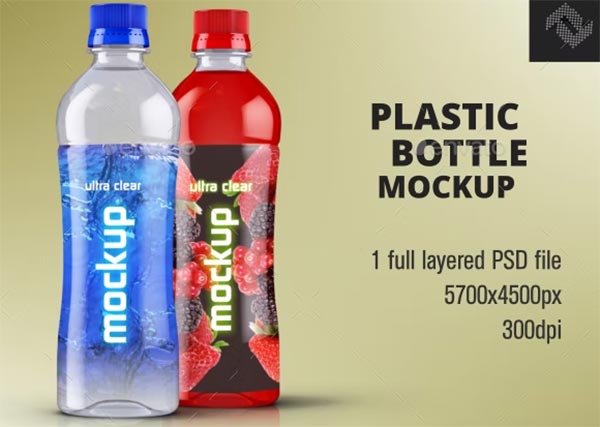 Clear Plastic Water Bottle with Sport Cap Mockup - Free Download