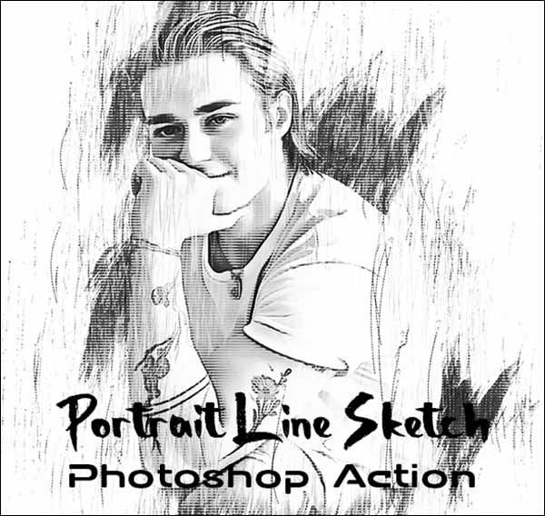 Portrait Line Sketch PS Action