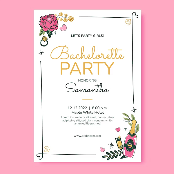 Free PSD Bachelorette Party Invitation
