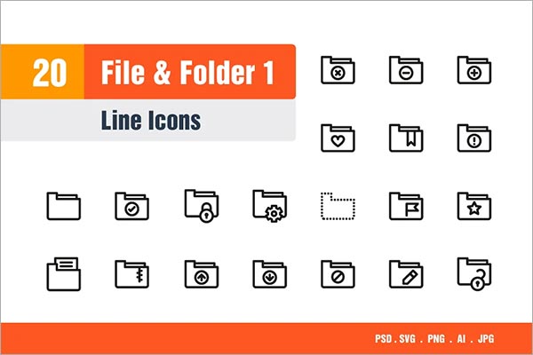 File & Folder Icons Design PSD