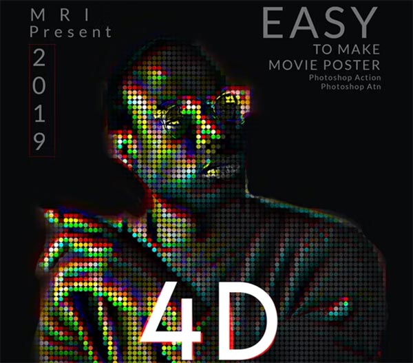 4D Pixel Portrait Photoshop Action