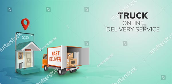 Truck Food Delivery Vector Banner