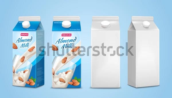 Almond Milk Package Design Mockup Template