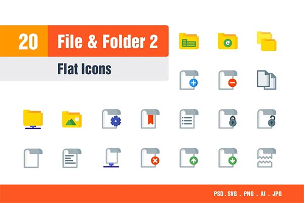 File & Folder Icons PSD Design