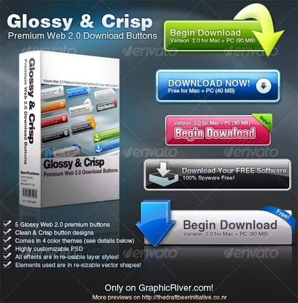 Glossy & Crisp Premium Download Buttons
