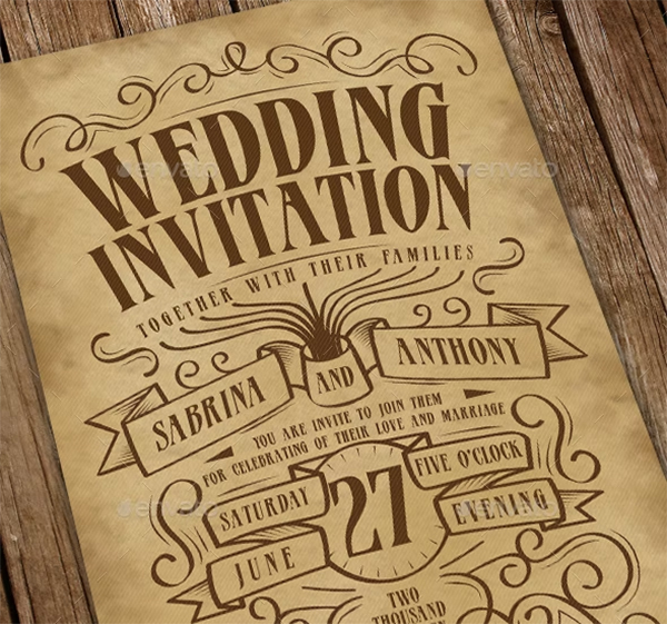 Vintage  Beautiful Wedding Invitation
