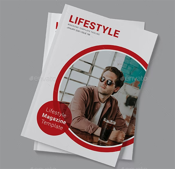 Men Round Style Magazine Template