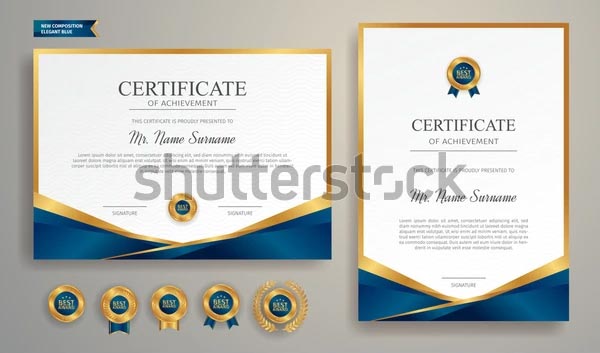 Blue and Gold Certificate Template