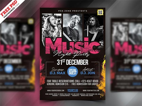 Free Night Club Party Flyer PSD Templates