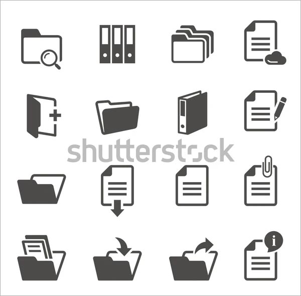 Documents Folders Black and White Glyph Icons
