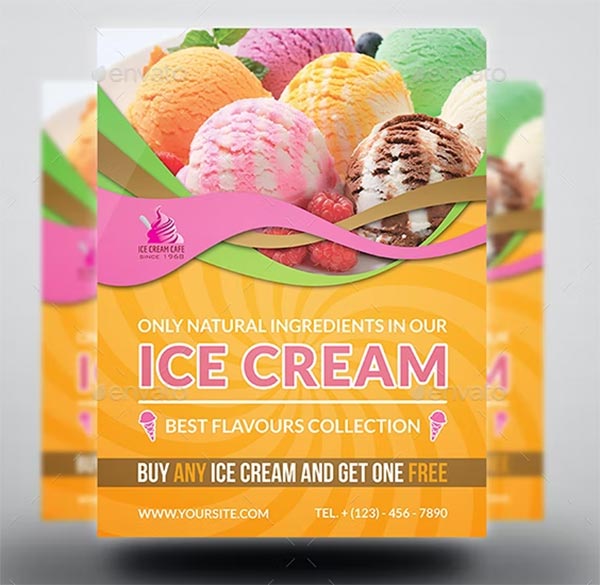 Ice Cream Flyer Template PSD Design