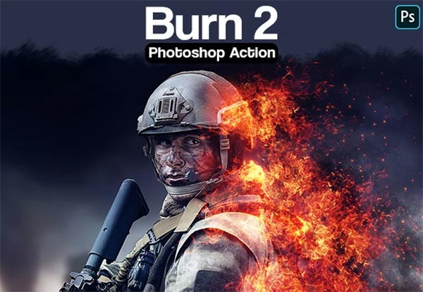Fire Effect & Burn 2 Photoshop Action