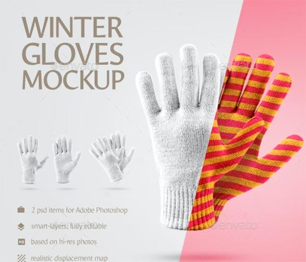 Winter Gloves Mockup