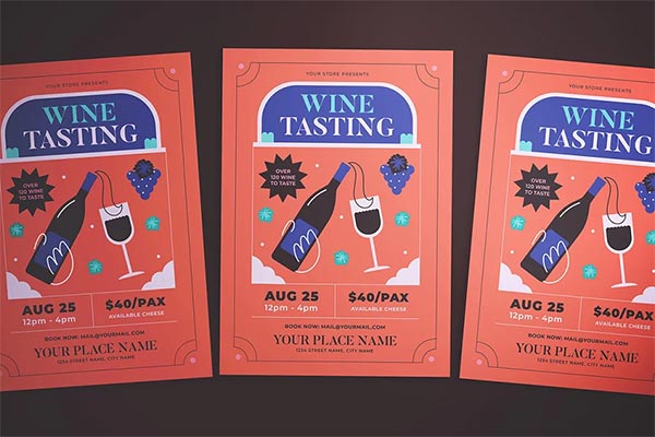 Wine Tasting Illustrator Flyer Template