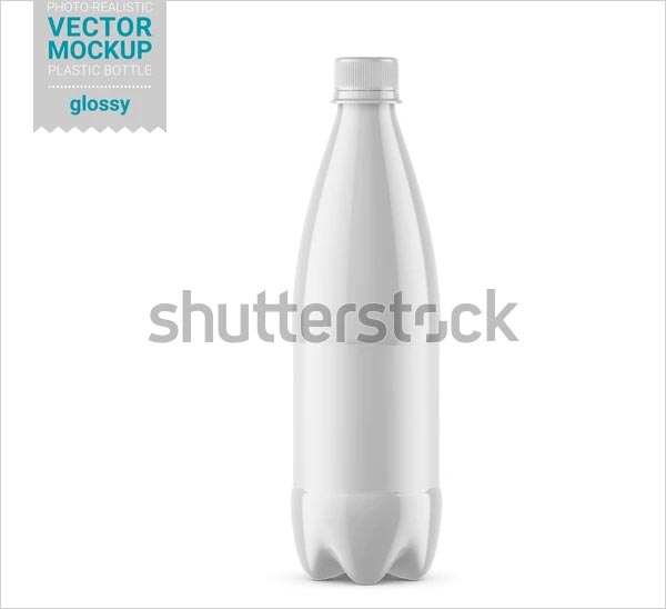 White Glossy Plastic Bottle Vector Mockup