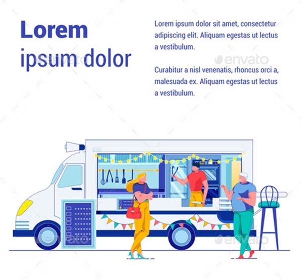 Takeaway Fastfood Truck Outdoor Banner Template