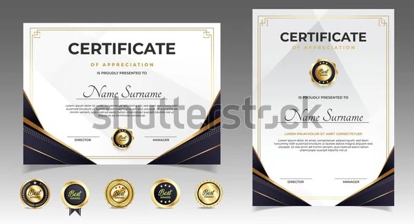 Black and Gold Clean Certificate Template