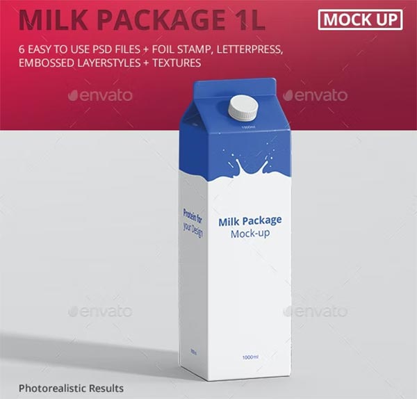 Juice & Milk 1L Carton Box Mockup Template