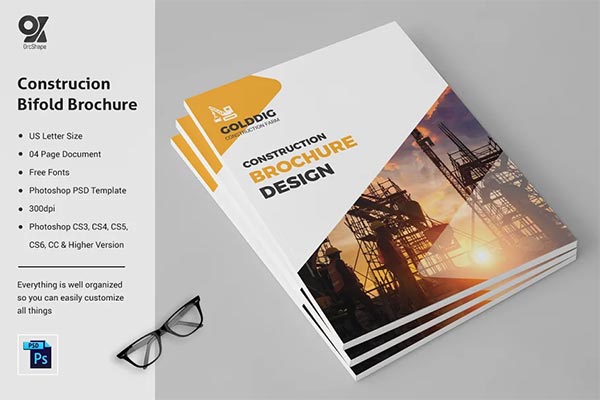 Construction Bifold Brochure Design Template
