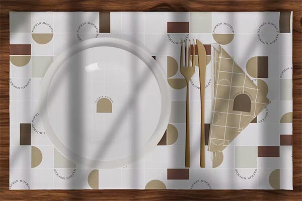 Plates and Napkin Set Mockup Template