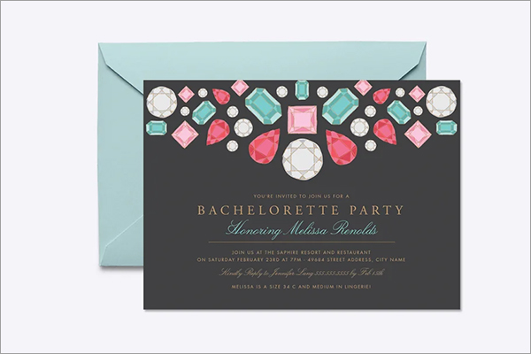 Gems Bachelorette Party Invitation