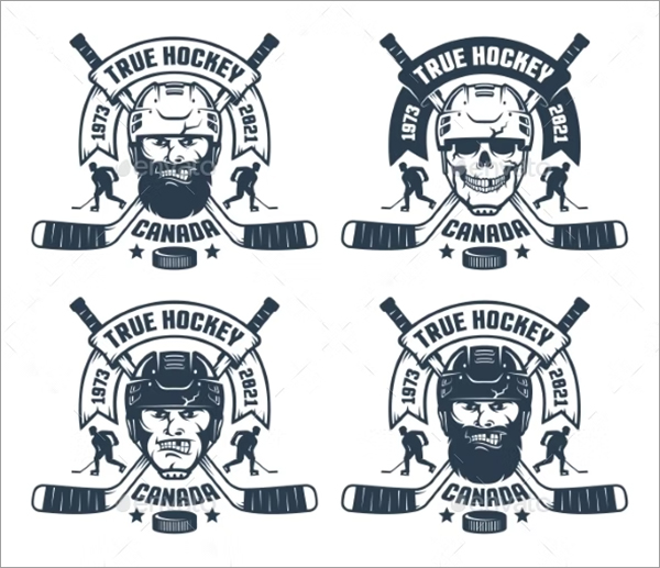 Hockey Team Logo in Retro Style Template