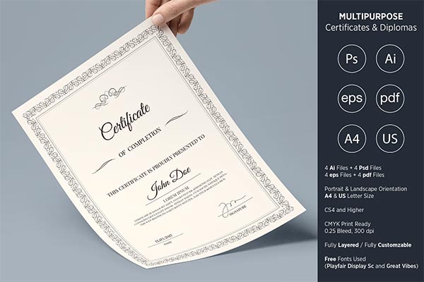 Multipurpose Certificates & Diplomas