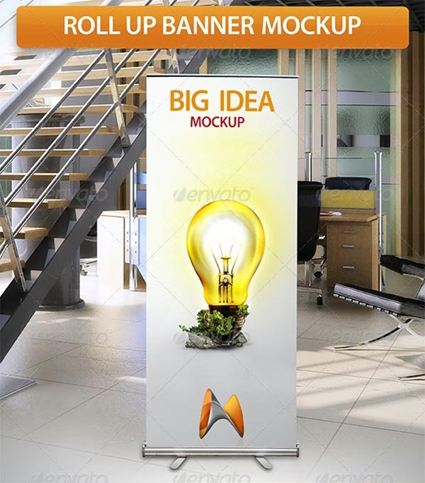 Roll Up Banner PSD Mockup Template