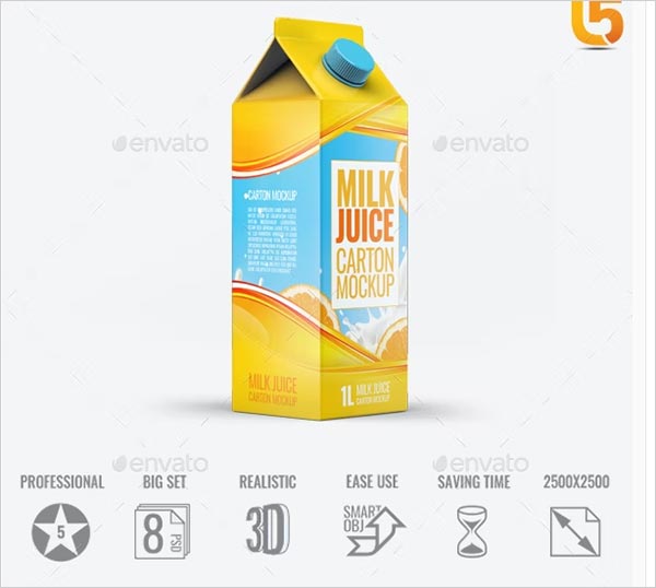 Milk & Juice Carton Mock-Up Template