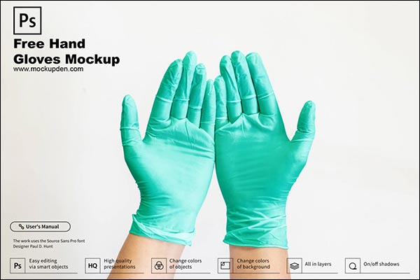 Free Hand Gloves Mockup PSD Template